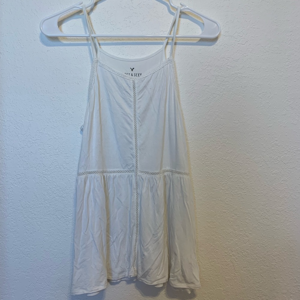 American Eagle Soft & Sexy white peplum tank